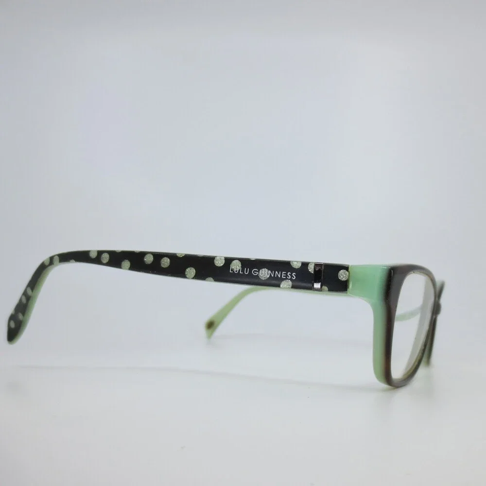 Lulu Guinness LG65 TOR Tortoise Mint Green Polka Dot Eyeglasses Frames 52-14-135